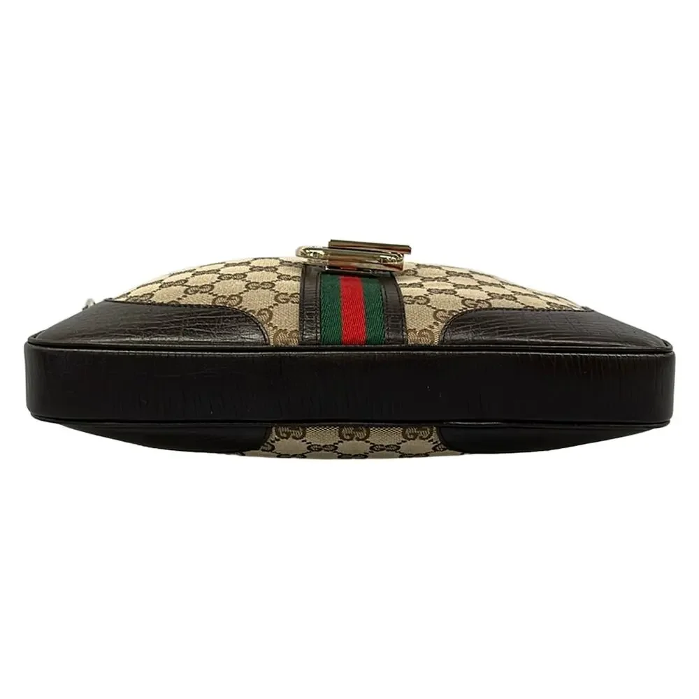 Gucci GG/Sherry (Web) Shoulder Bag 130779 Dark Brown Beige Multi Jacquard